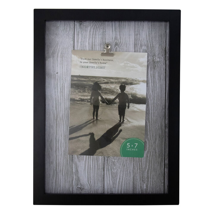12.5" Classical Rectangular 5" x 7" Photo Picture Frame with Clip - Black and White