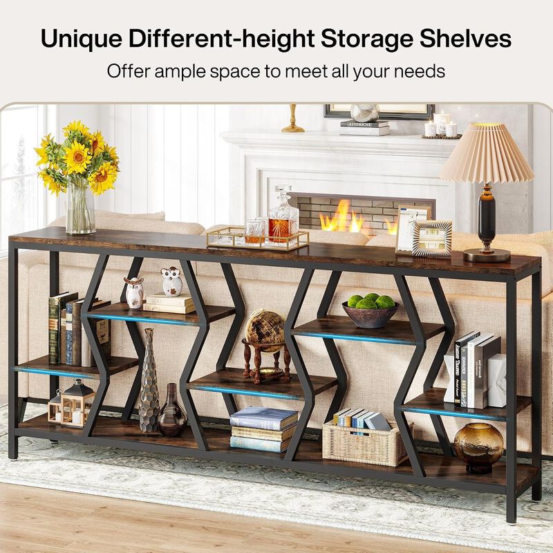 Tribesigns Industrial Wood Console Table with Storage Shelves image number 7
