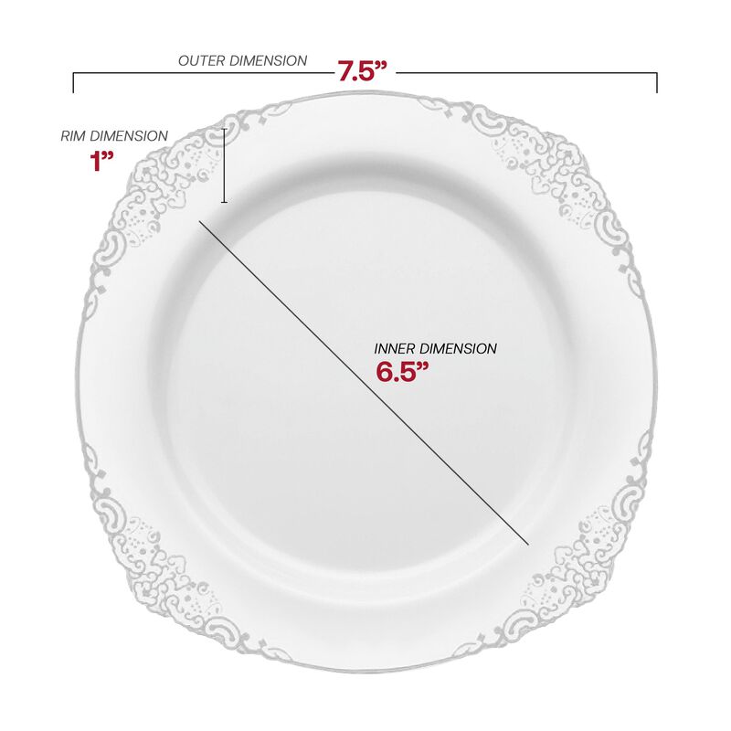 White with Silver Fancy Round Plastic Dinnerware Value Set (120 Sets) image number 3