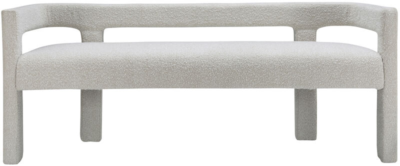 Meridian Furniture Athena Cream Boucle Fabric Bench image number 4