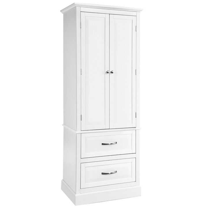 62 Inch Freestanding Bathroom Cabinet with Adjustable Shelves and 2 Drawers