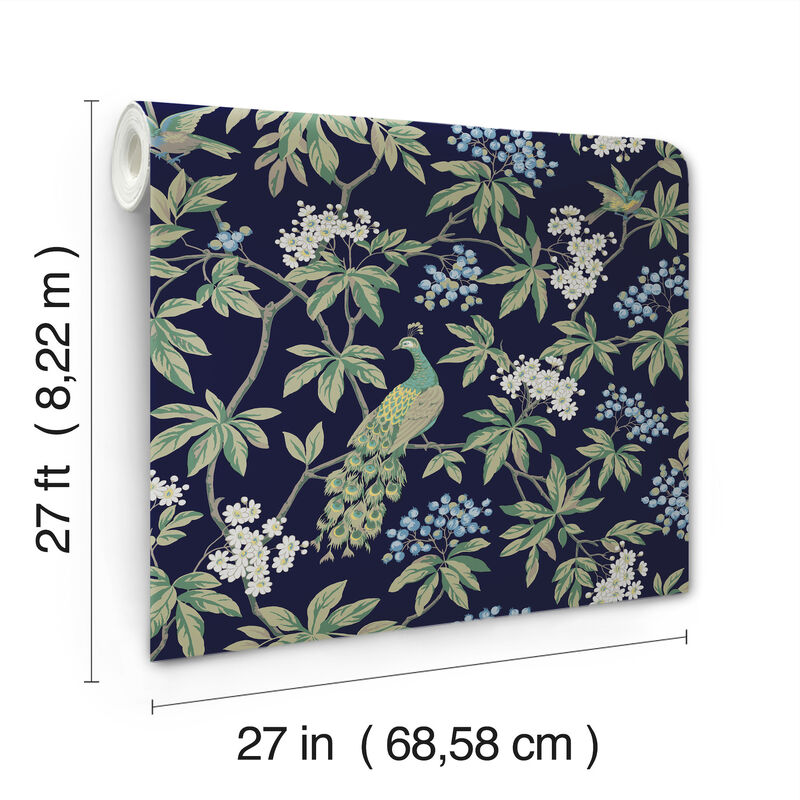 Peacock Estate Navy Wallpaper image number 2