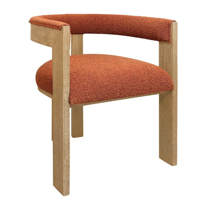 9-Piece 72 Dining Set 8 Trish Arm Chairs in Rust Orange Boucle Linen Fabric