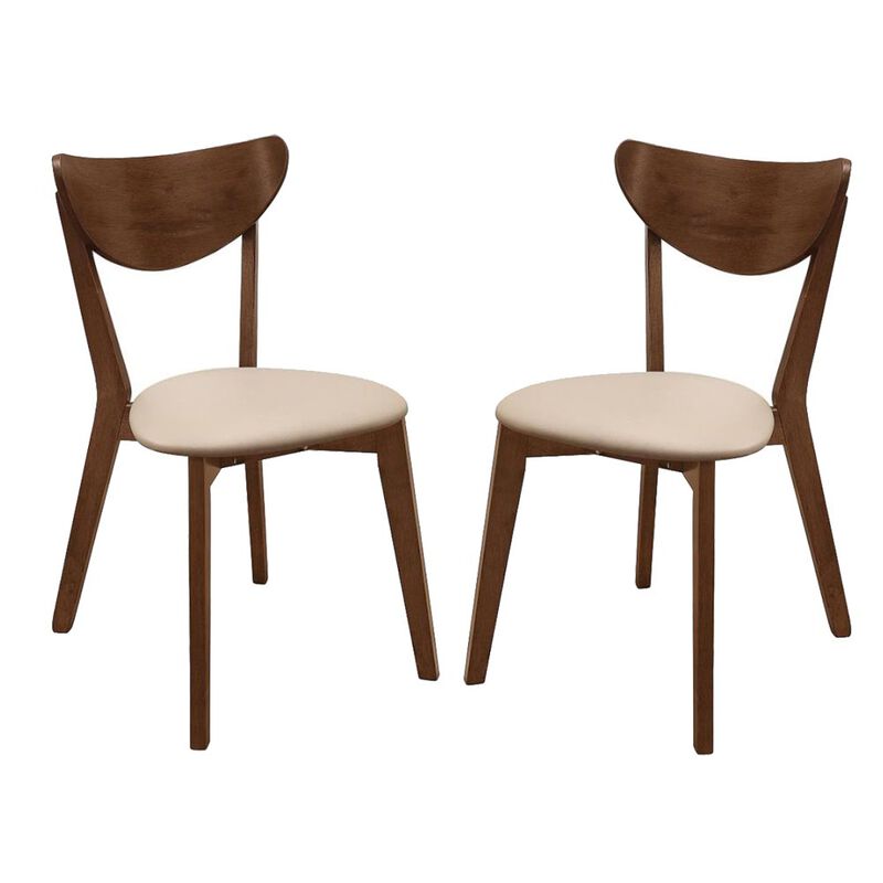 Simple Relax Set of 2 Dining Side Chairs in Beige and Chesnut image number 0