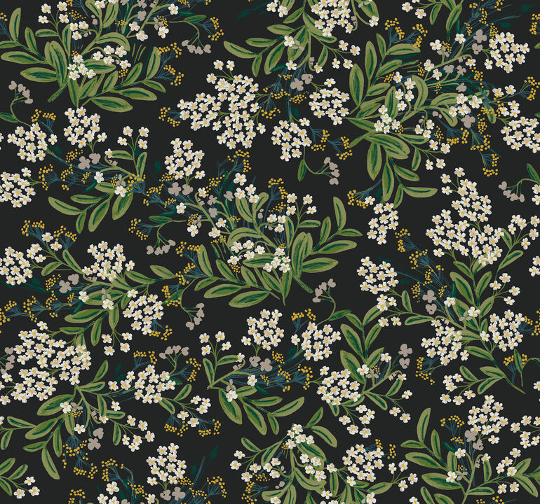 Cornflower Black & Green Wallpaper