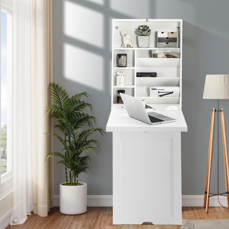 Hivvago Wall Mounted Fold-Out Convertible Floating Desk Space Saver