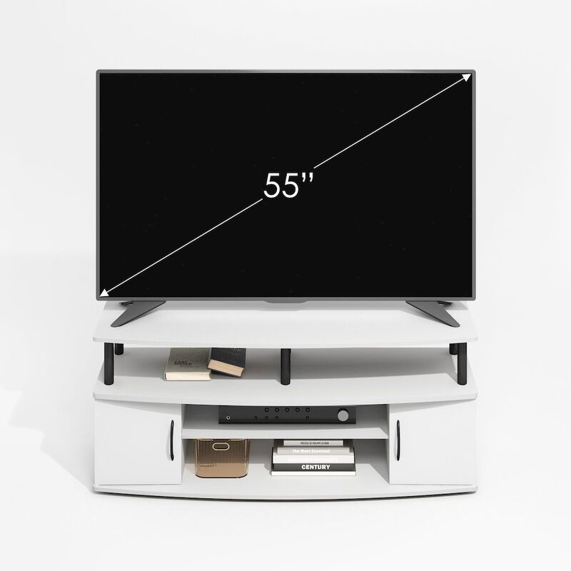 JAYA Large Entertainment Center Hold up to 55-IN TV, Plain White/Black
