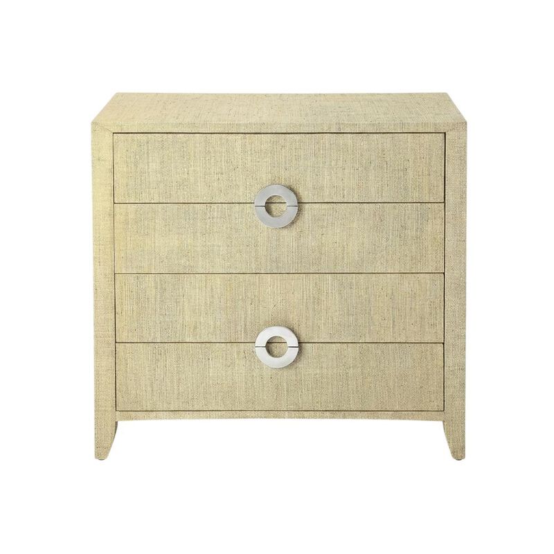 Butler Specialty Amelle 4-Drawer Raffia Accent Chest, Cream, Yellow image number 0