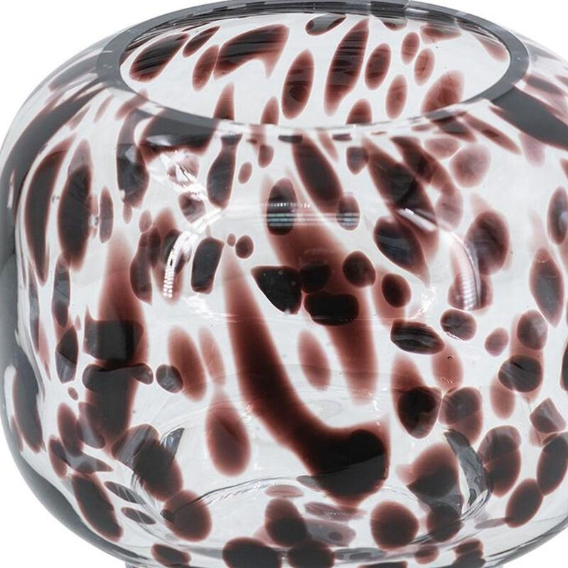 HomeRoots 6" Amber And Clear Abstract Glass Round Table Vase image number 3