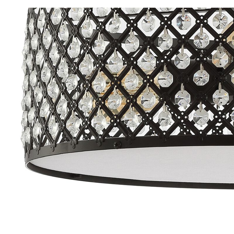 Elise 3-Light Crystal/Metal Drum Semi-Flush Mount