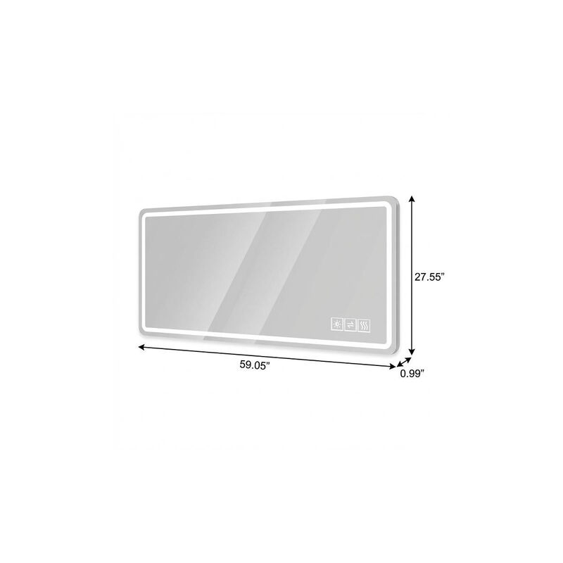 HomeRoots 28" Lighted Frameless Anti Fog Bathroom Vanity Mirror image number 3