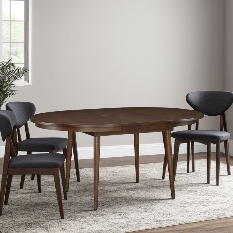 Coly Dining Table with Butterfly Leaf 48-65 Inch Round, Maple Brown