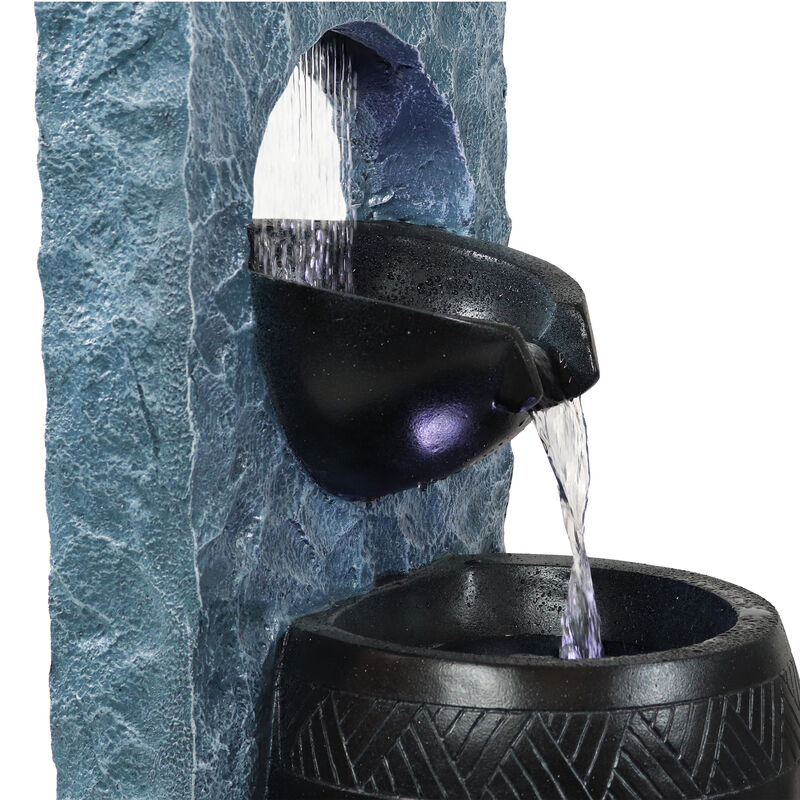 Sunnydaze Peaceful Rain Outdoor Water Fountain with LED Lights - 31.25 in
