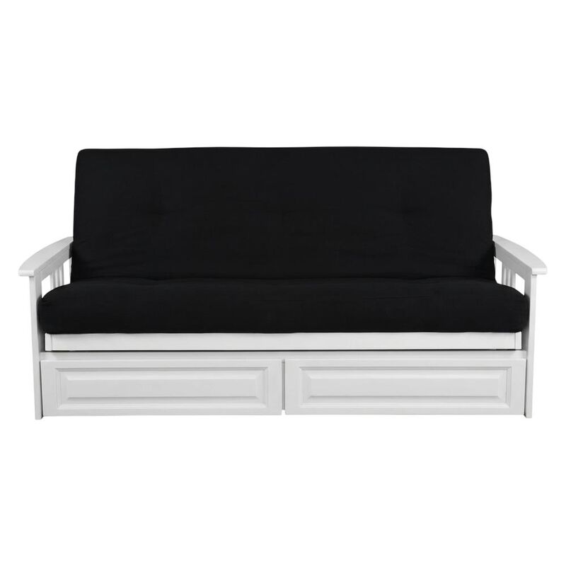 Phoenix Frame-Antique White Finish-Suede Black Mattress-Storage Drawers image number 0