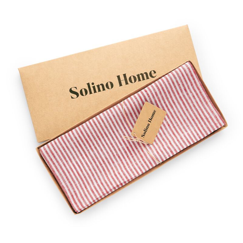 Christmas Linen Table Runner - Narrow Stripe, Solino Home