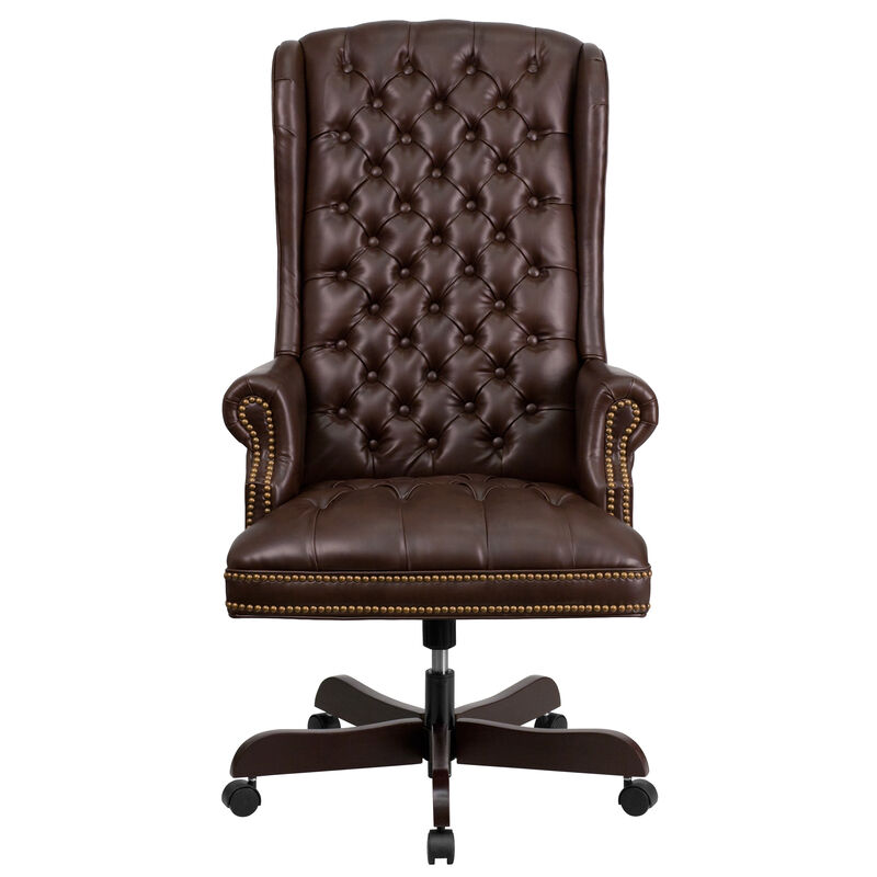 Turner High Back Traditional Fully Tufted LeatherSoft Executive Swivel Ergonomic Office Chair with Arms image number 4