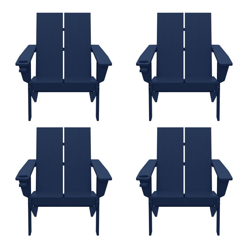 WestinTrends Outdoor HDPE Modern Adirondack Chair with Cup Holder (Set of 4) image number 0