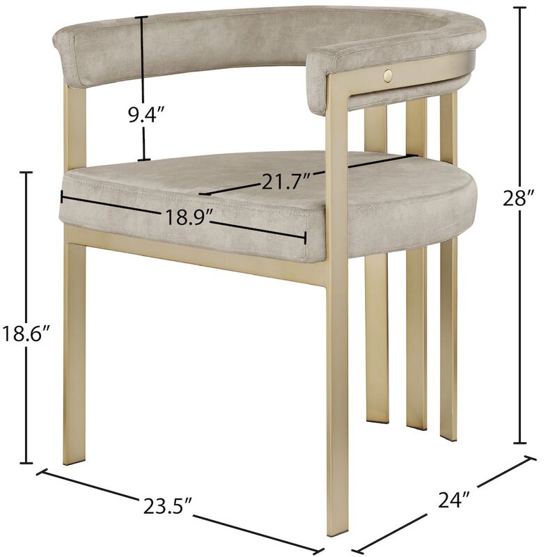 Meridian Furniture Marcello Stone Colored Velvet Dining Chair, Set of 2
