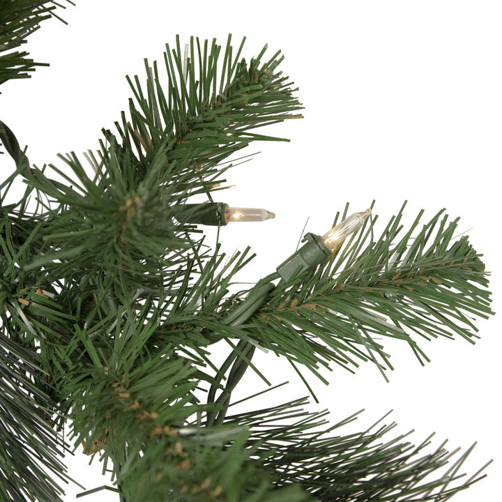 9' x 12" Green Pre-Lit Beaver Pine Artificial Christmas Garland  Clear Lights