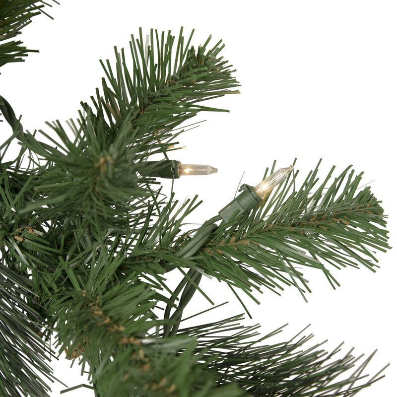 9' x 12" Green Pre-Lit Beaver Pine Artificial Christmas Garland  Clear Lights image number 1
