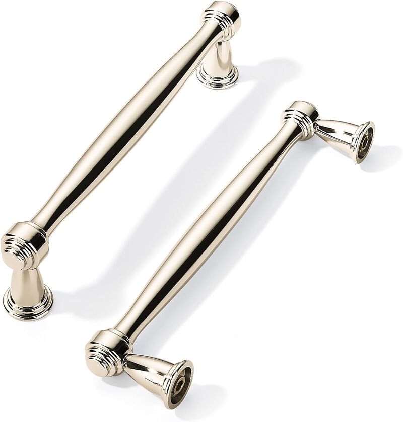 khtumeware 10 Pack Polished Nickel Cabinet Pulls 3-3/4 Inch(96mm) Hole Centers Cabinet Pulls Kitchen Cabinet Hardware for Cupboa