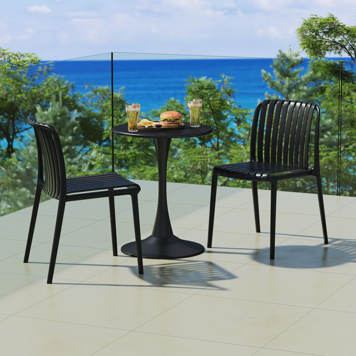 WestinTrends Outdoor Stackable Polypropylene Plastic Dining Side Chairs (Set of 2)