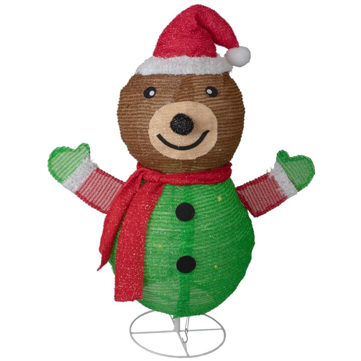 Northlight  25 in. Popup Bear Wearing Santa Hat Outdoor Christmas Decoration