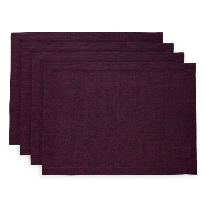 Solino Home 100% Pure Linen Placemats 14 x 19 Inch Set of 4 - Athena