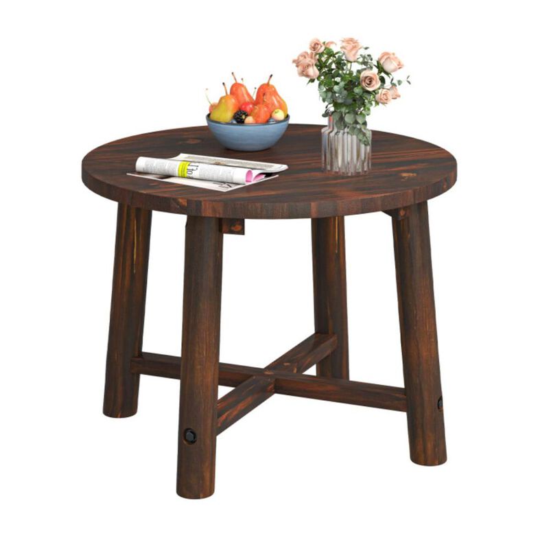 Hivvago Patio End Table with Solid Wood Structure for Garden Deck Poolside and Indoors