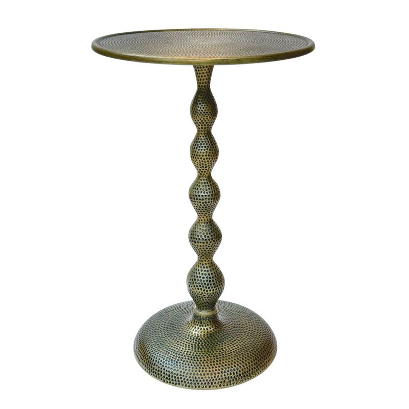 Carolina Chair & Table Pearson Hammered Dimple Metal Side Table - Antique Brass