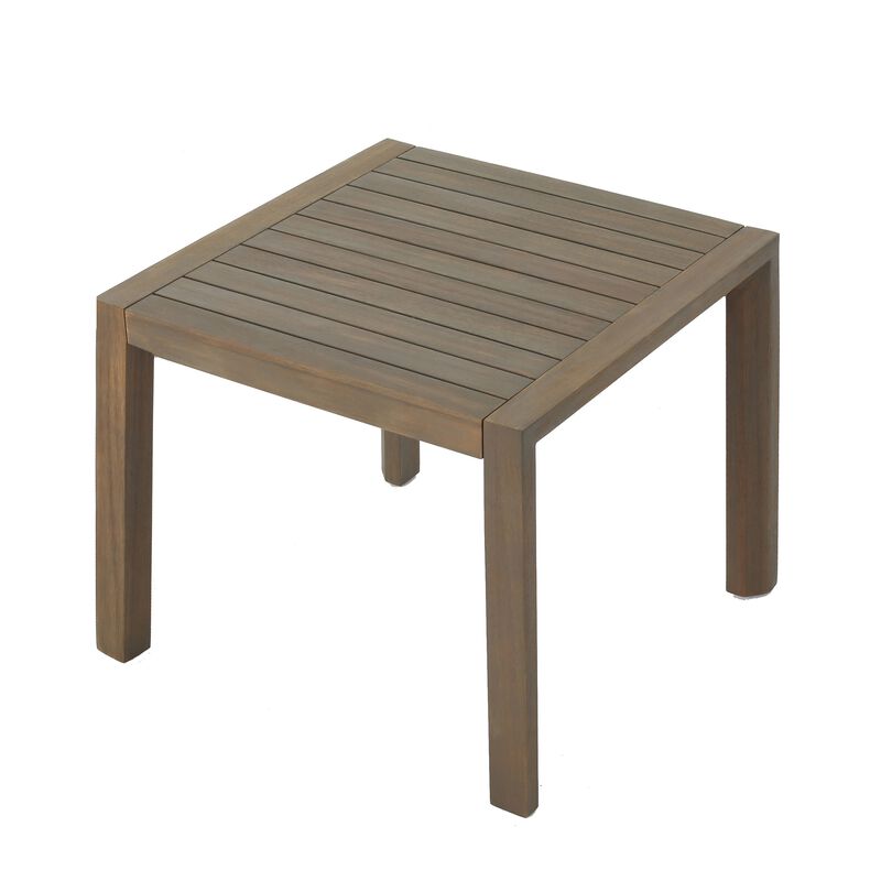 Liah Outdoor Patio Table Set, 2 Chair, Brown Acacia Wood, Gray Polyester - Benzara