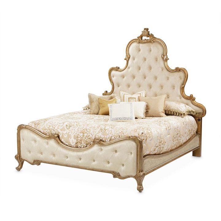 Michael Amini Platine de Royale Queen Panel Bed - Antique Platinum