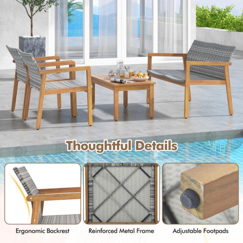 Hivvago 4-Piece Patio Furniture Set with Loveseat Single Chairs and Coffee Table