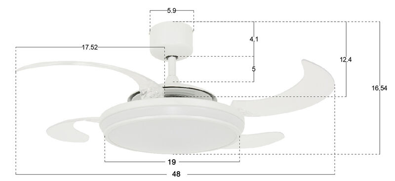 Fanaway Evo1 48" Retractable Blade Ceiling Fan with Light and Remote, Color Adjustable LED Fandelier Ceiling Fan, Patented Design Technology, Stronger Thicker Blades image number 7