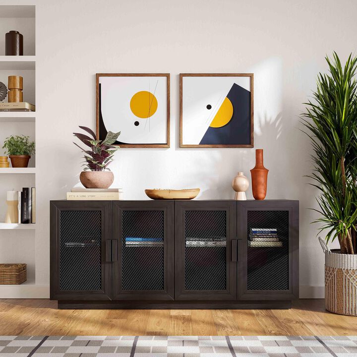 TOV Nolan Black Wood Media Console, 72.2" W x 32.3" H