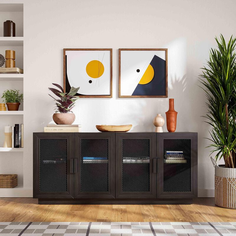 TOV Nolan Black Wood Media Console, 72.2" W x 32.3" H image number 1
