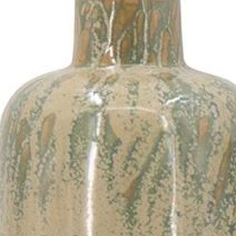 HomeRoots Set of Three Beige Blue And Green Round Ceramic Table Vase image number 2
