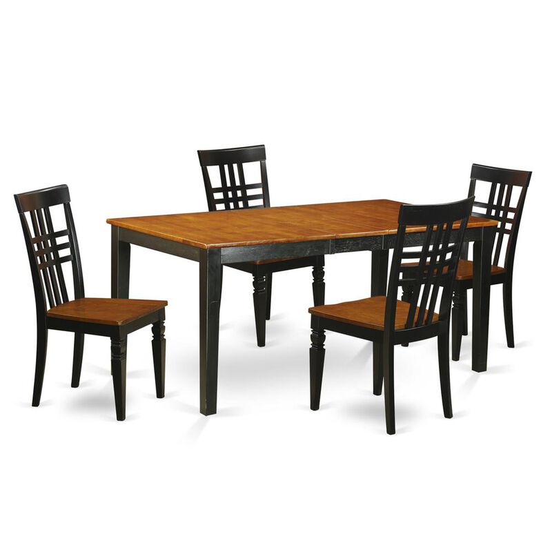 5 PC Kitchen Table set with a Nicoli Table and 4 Dining Chairs in Black and Cherry