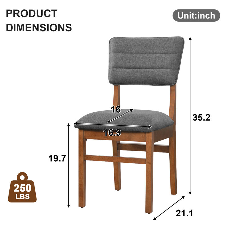 Whisen 4-Piece 16.9inch Upholstered Dining Chairs, Solid Rubber Wood Foam Mid-Century Modern for Kitchen Dining Room image number 9