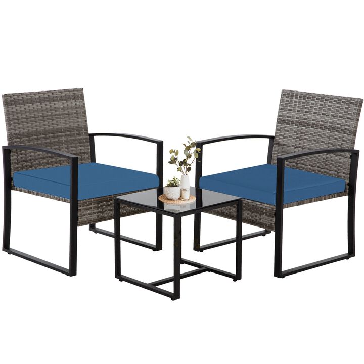 MONDAWE 3 Piece Outdoor Patio Furniture Patio Bistro Set Rattan Balcony Furniture Set