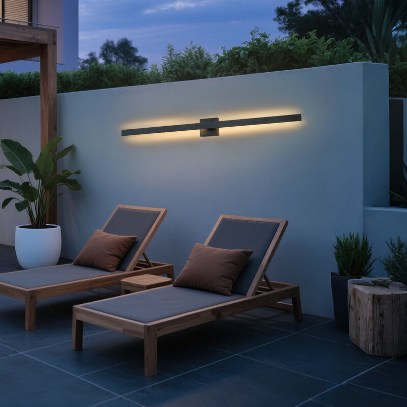 2-Pack 46.85" Modern Sand Black LED Outdoor Wall Lights image number 6
