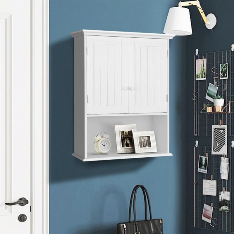 Hivvago 2-Door Wall Mount Bathroom Storage Cabinet with Open Shelf