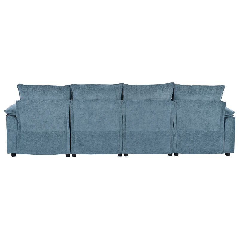 Merax U-Shaped Chenille Sectional Sofa with Adjustable Armrest Pillows.