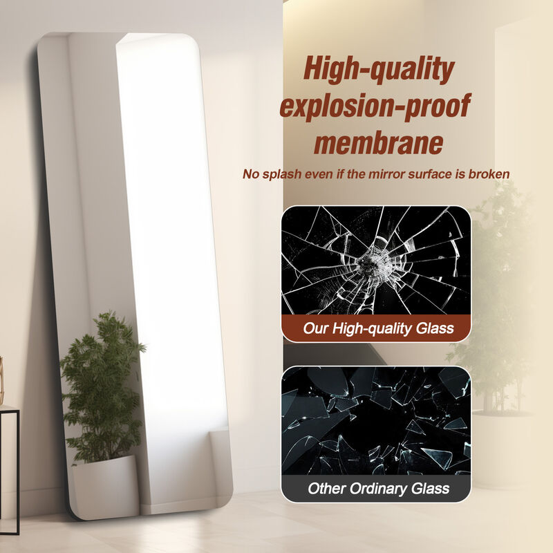ELEMENT ACE 65 Inch x 24 Inch Full Body Round Corner Wall Hanging Mirror High Definition Explosion-Proof 5mm Silver Mirror for Living Room Bedroom Cloakroom Home Use image number 9