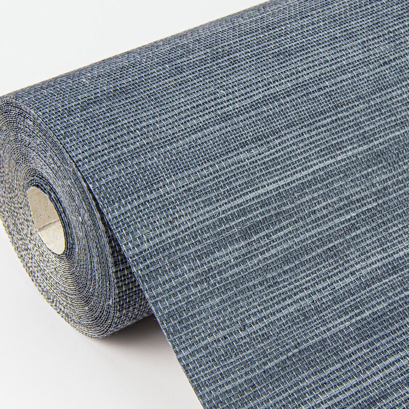 Victoria Indigo Sisal Grasscloth Wallpaper (Double Roll) image number 5