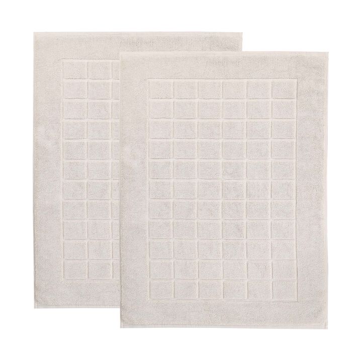 Washable Cotton Checkered Bath Rug Set of 2 for Bathrooms
