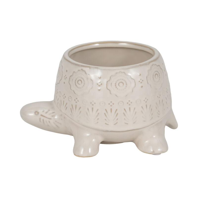 7" Turtle Planter, White image number 0
