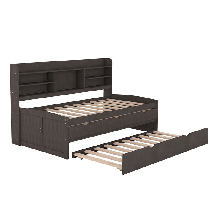 Venkad Twin Size Wooden Captain Bed