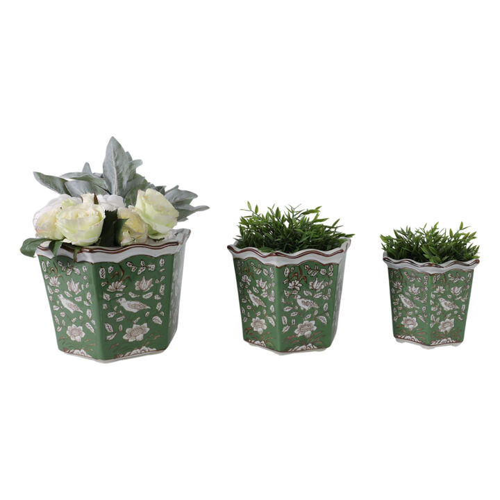 S/3 Chinoiserie Bird Planters
