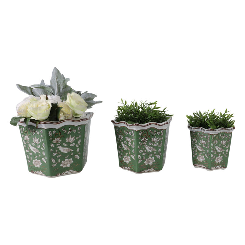 S/3 Chinoiserie Bird Planters image number 1